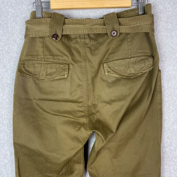 Etoile Isabel Marant Womens 1 Green Paperbag Belted High Rise Pants - Picture 6 of 9